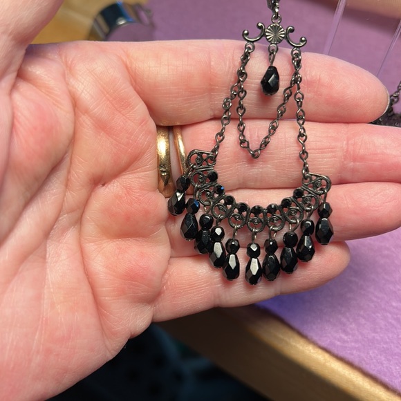 Black costume chandelier earrings